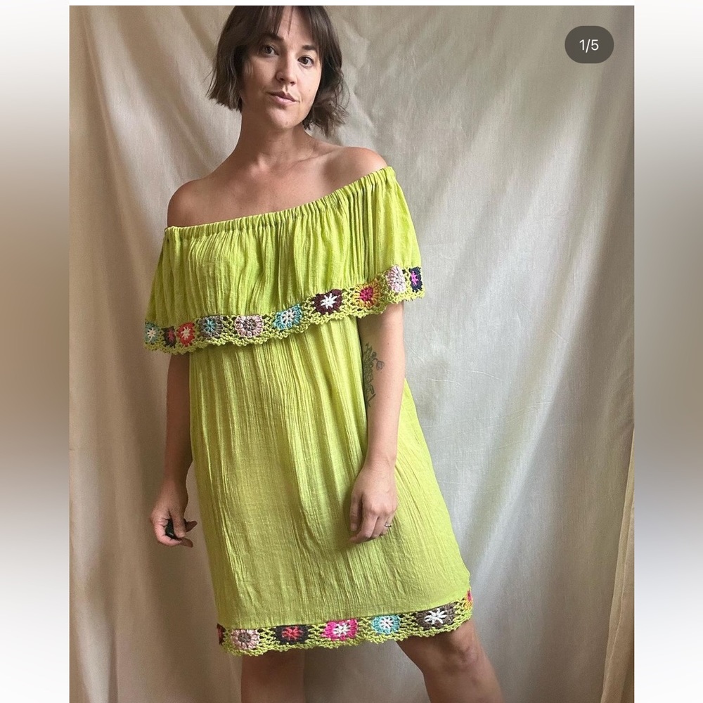 Vintage Cotton Dress with Hand Embroidered Details